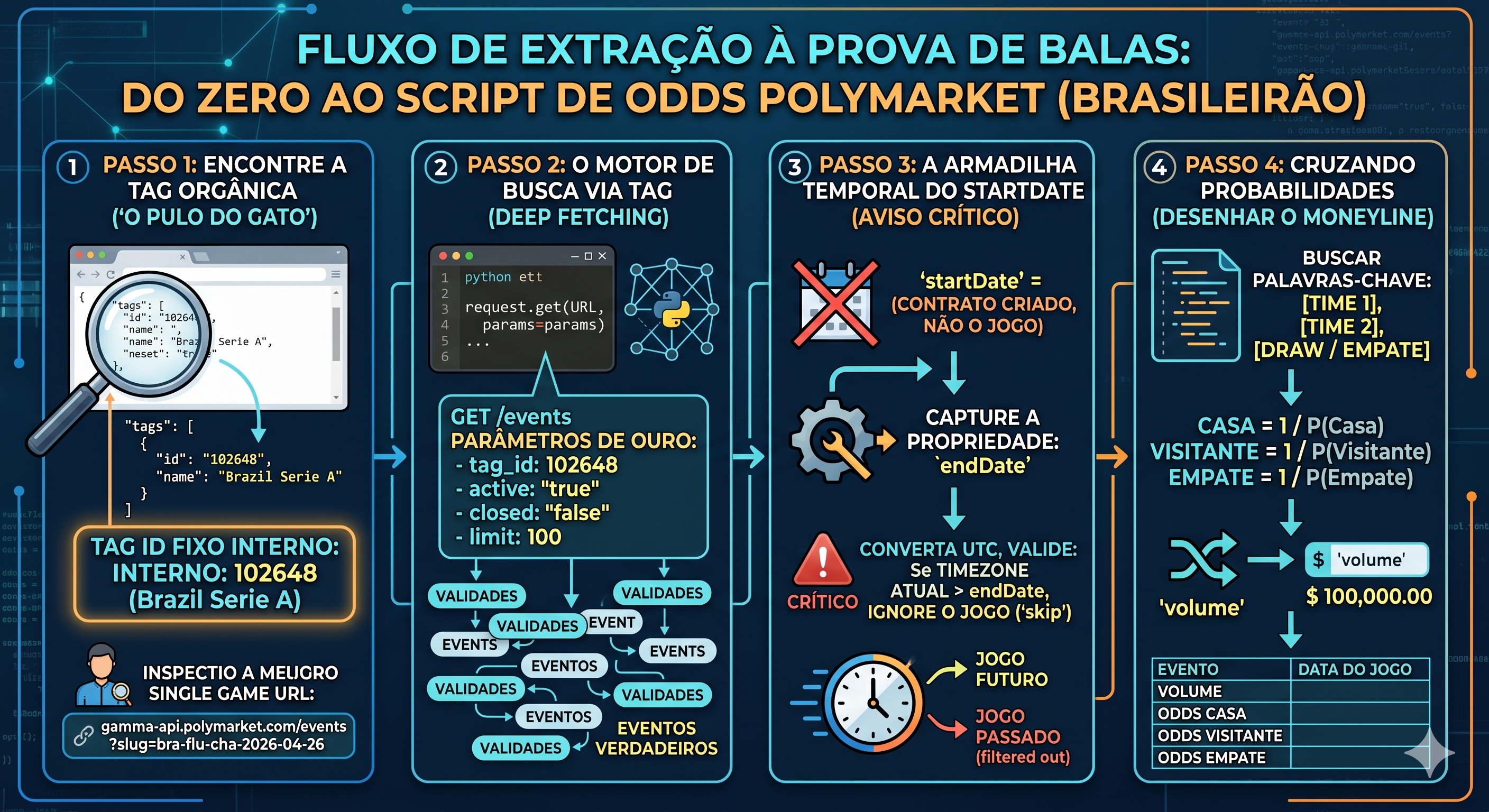 Pipeline de extracao de dados da Polymarket com normalizacao e remocao de overround.